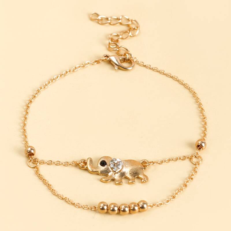 

1pc Elephant Decor Bracelet, Gold