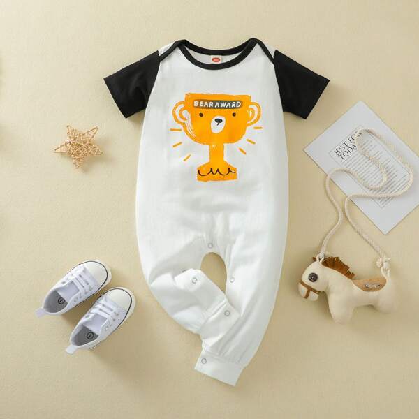 

Baby Boy Graphic Print Jumpsuit, White
