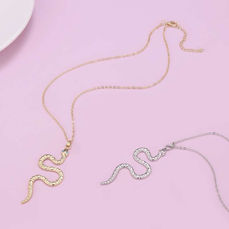 

2pcs Serpentine Design Necklace, Multicolor