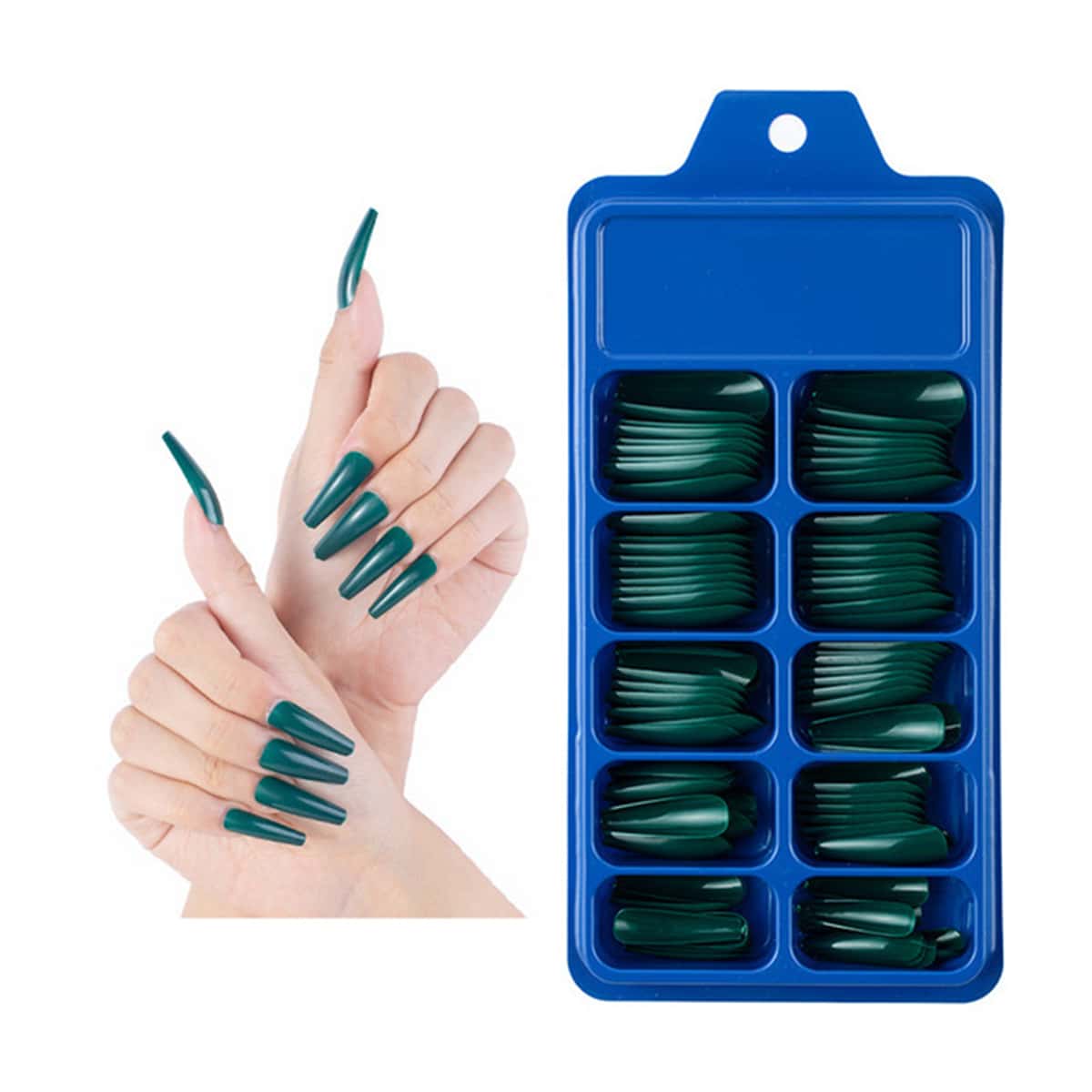 

100pcs Solid Fake Nail, Dark green