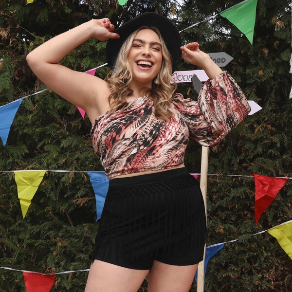 

Plus One Shoulder Tie Dye Top, Multicolor