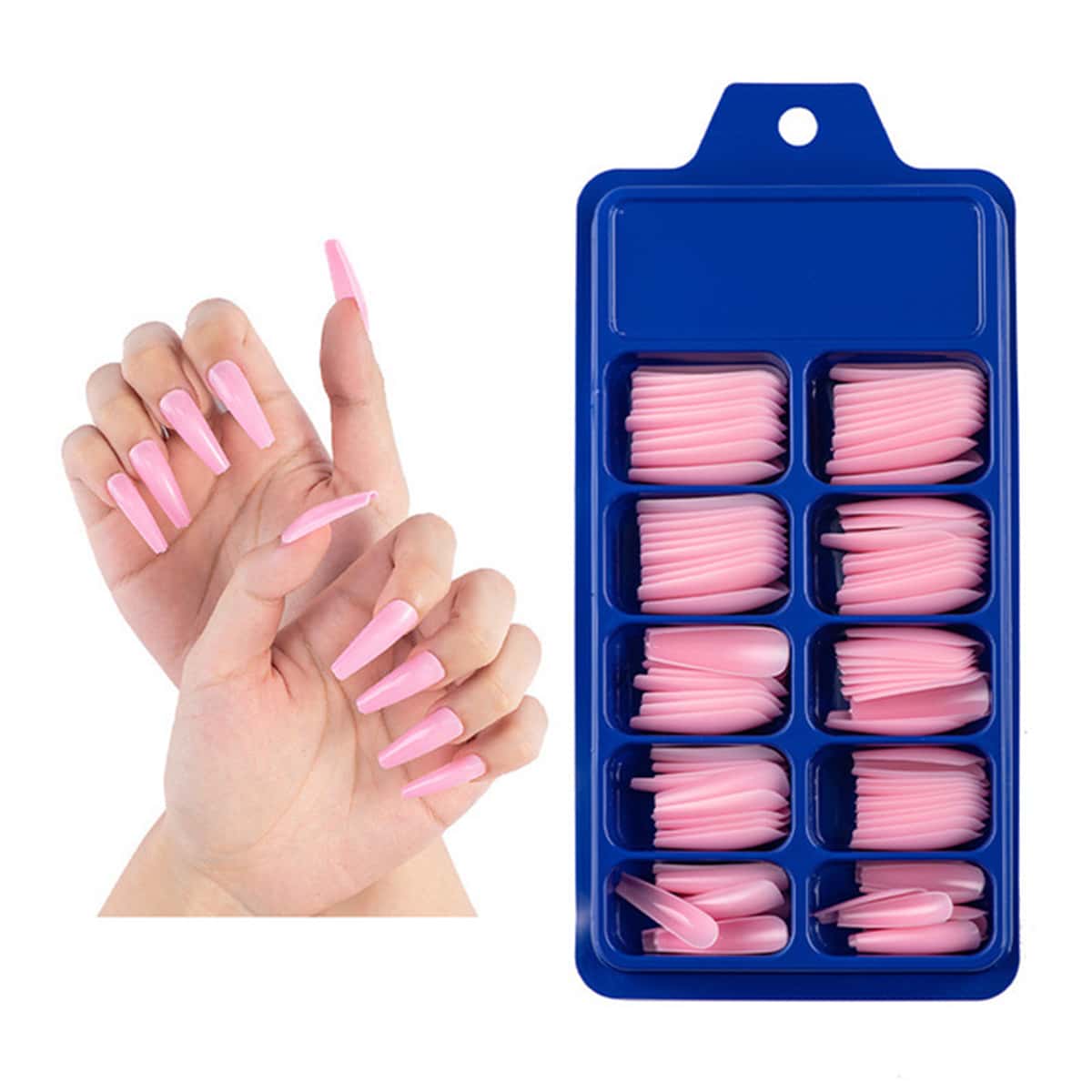 

100pcs Solid Fake Nail, Pink