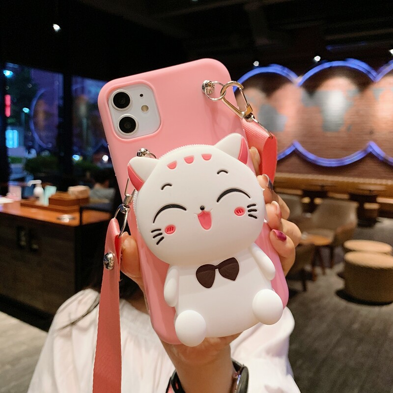 

Cartoon Cat Phone Case, Pink