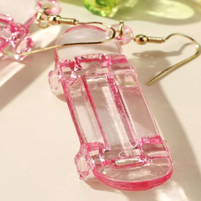 

4pairs Skateboard Drop Earrings, Multicolor