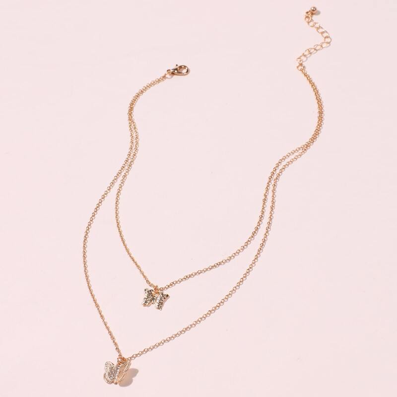 

Butterfly Double Layered Necklace, Gold