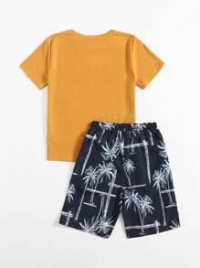 SHEIN Boys Tropical Print Top & Shorts Set - Multicolor - View 2