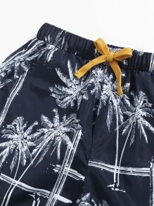 SHEIN Boys Tropical Print Top & Shorts Set - Multicolor - View 4