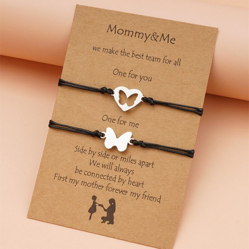 

2pcs Butterfly Rope Bracelet, Silver