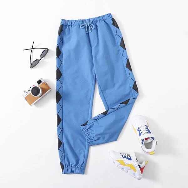

Boys Argyle Print Pants, Blue