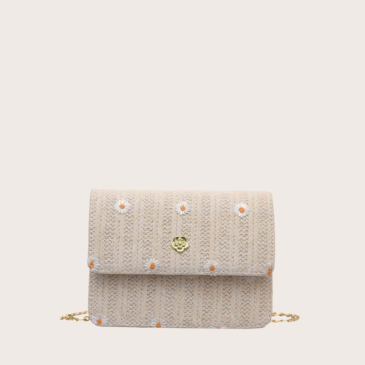 

Daisy Straw Crossbody Bag, White