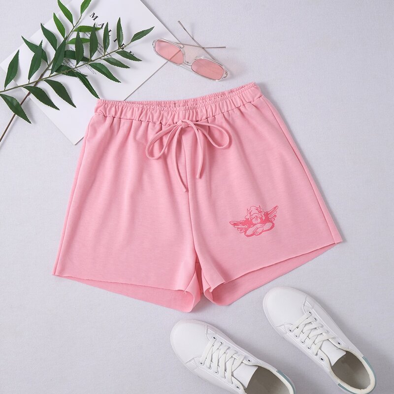 

Angel Graphic Shorts, Pink