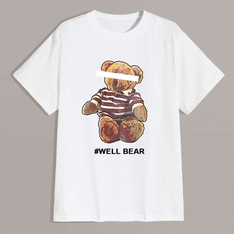 

Guys Letter Bear Graphic Tee, White