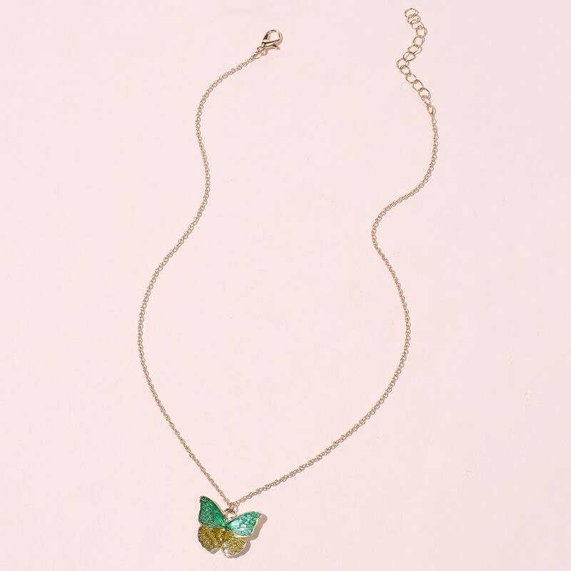 

Butterfly Pendant Necklace, Multicolor