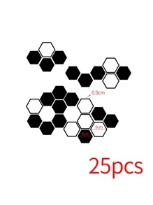 25pcs Hexagon Mirror Surface Wall Sticker - Silver - View 2