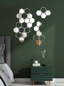 25pcs Hexagon Mirror Surface Wall Sticker - Silver - View 4