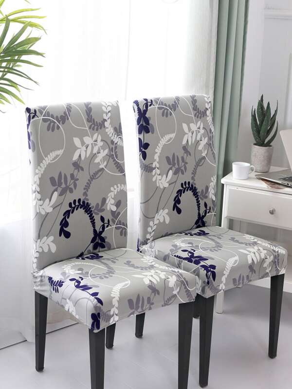 Leaf Print Stretchy Chair Cover, Modern Dining Chair Slipcover For