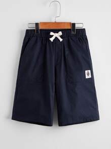 SHEIN Tween Boys 2 Packs Patch Detail Shorts - Multicolor - View 5