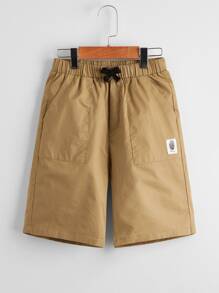 SHEIN Tween Boys 2 Packs Patch Detail Shorts - Multicolor - View 8