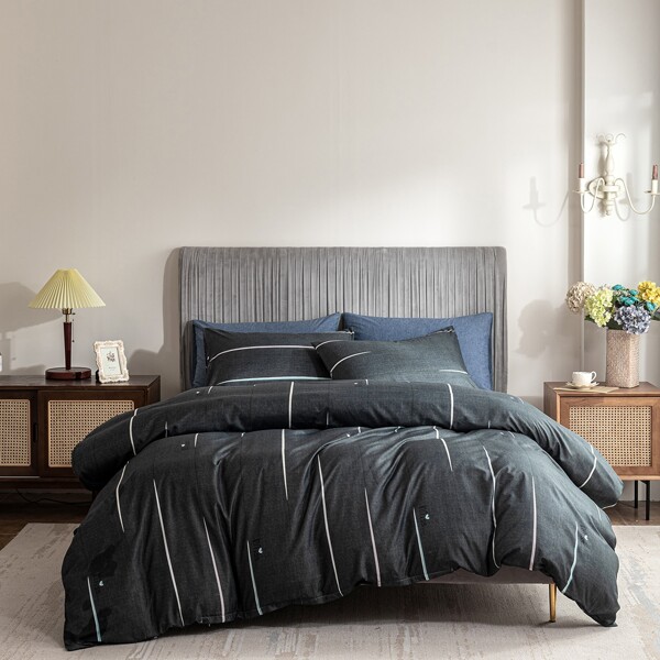 

Meteor Print Duvet Cover Set Without Filler, Black