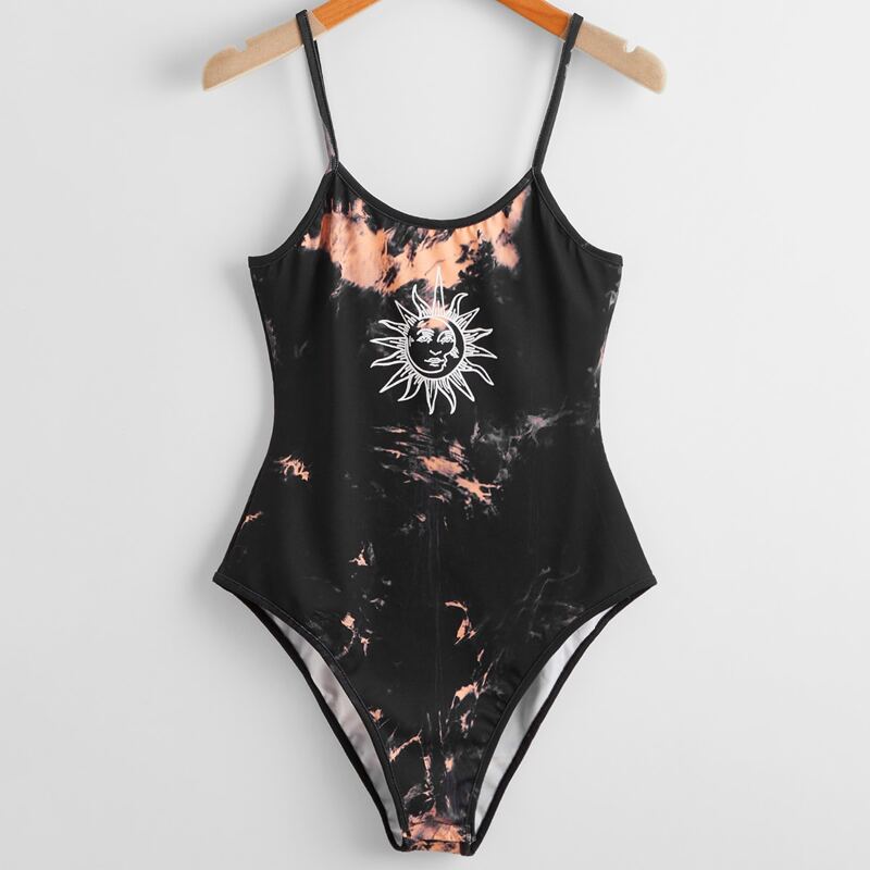 

Sun & Moon Graphic Tie Dye Cami Bodysuit, Multicolor