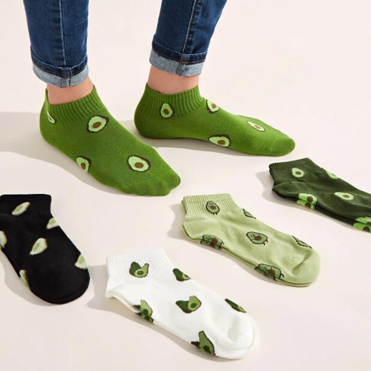 

5pairs Avocado Ankle Socks, Multicolor