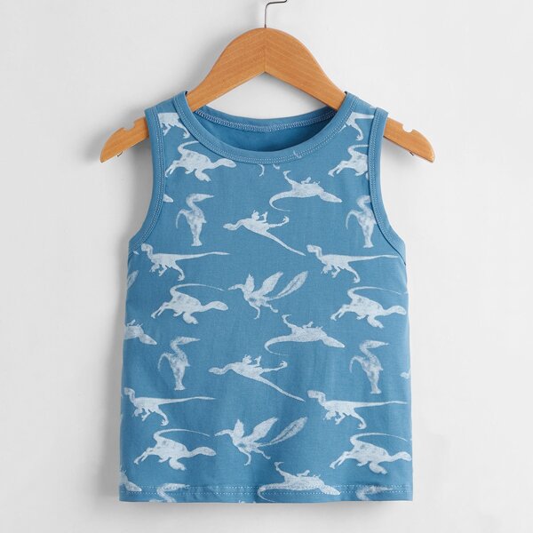 

Toddler Boys Allover Dinosaur Print Tank Top, Blue