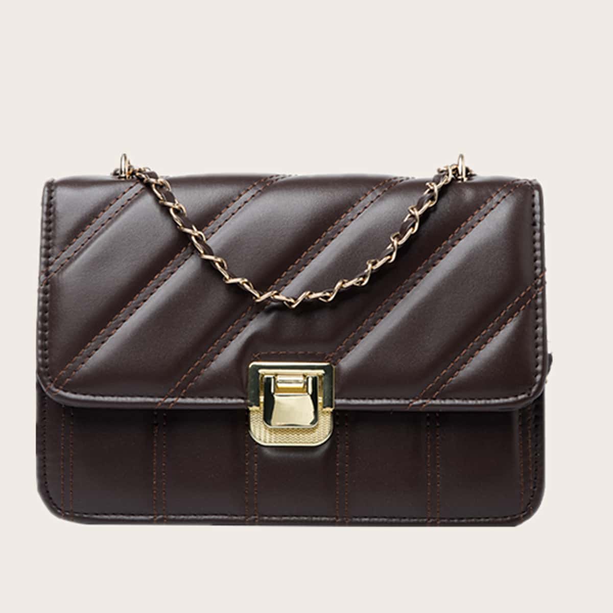 

Quilted Chain Crossbody Bag, Brown