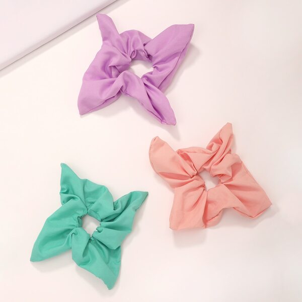 

3pcs Simple Plain Scrunchie, Multicolor