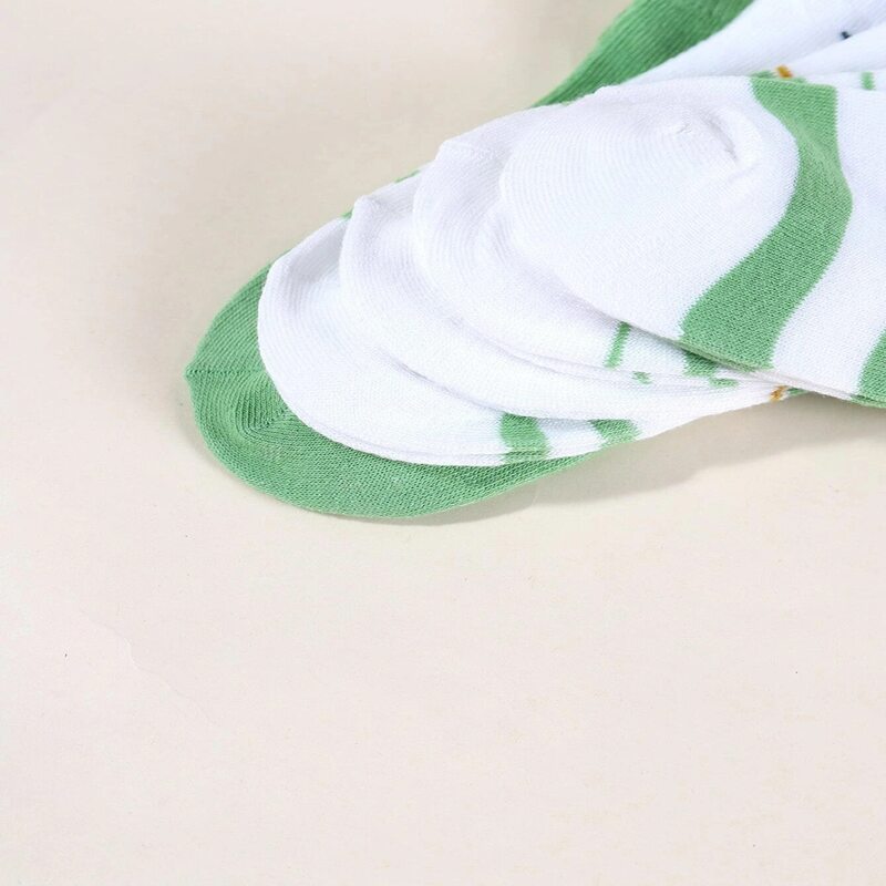 

5pairs Leaf & Striped Ankle Socks, Multicolor