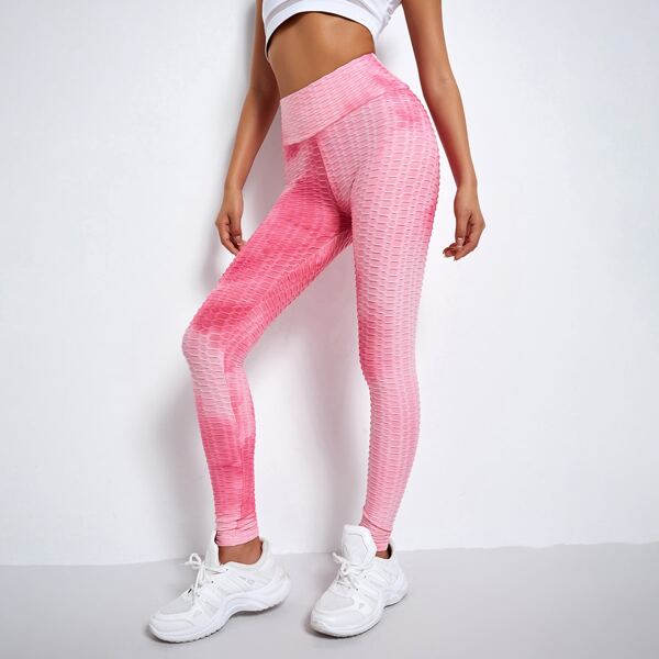 

Tie Dye Textured Sports Leggings, Watermelon pink