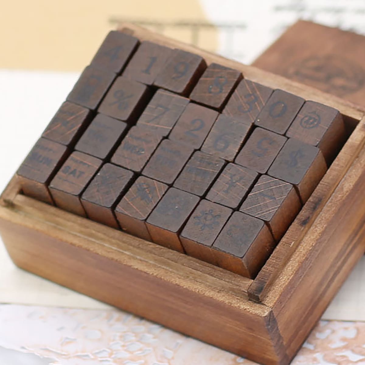 

28pcs Cartoon DIY Wooden Stamp, Multicolor
