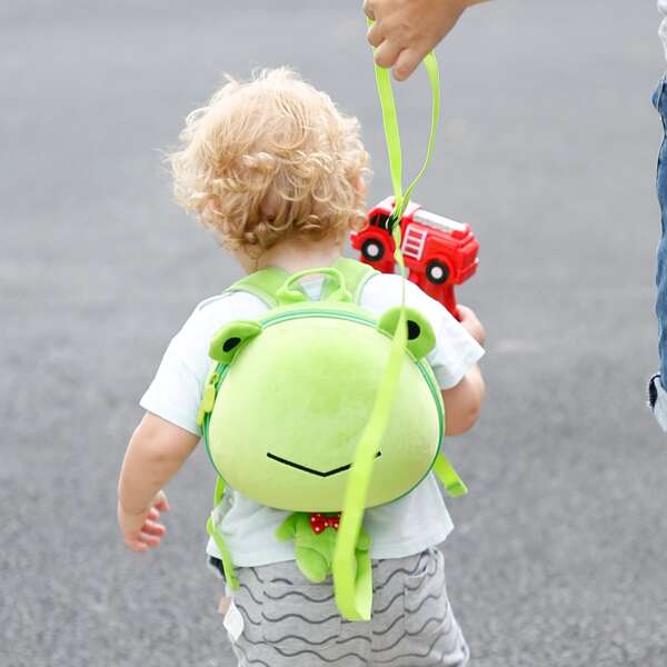 

Kids Cartoon Frog Design Backpack, Green