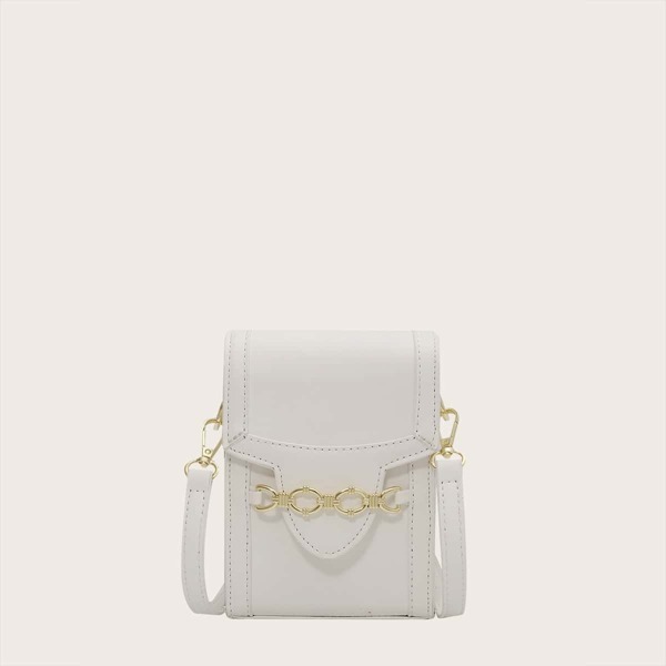 

Metal Decor Minimalist Crossbody Bag, White