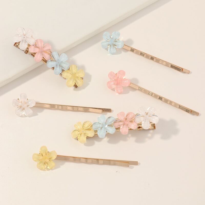 

6pcs Floral Decor Hair Clip, Multicolor