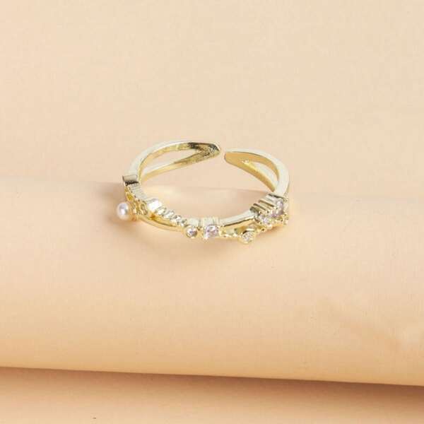 

Rhinestone Decor Ring, Gold