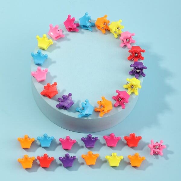 

30pcs Toddler Girls Crown Hair Claw, Multicolor