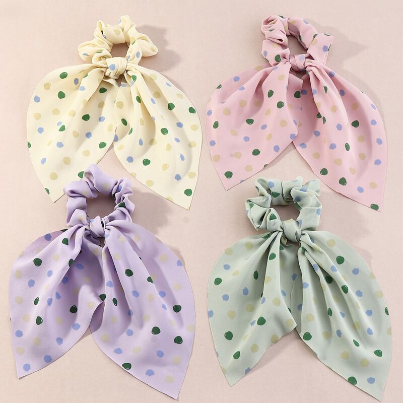 

4pcs Polka Dot Scrunchie Scarf, Multicolor
