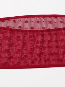 Plus Sheer Mesh Bandeau Lingerie Set - Rose Red - View 4