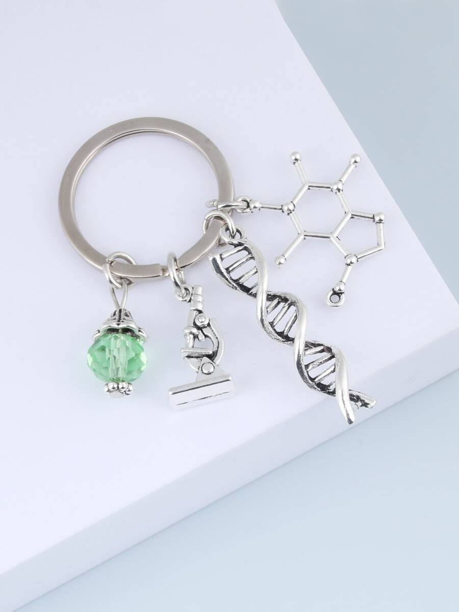 Móc khóa DNA hóa học đường phố dành cho quà tặng, ví, túi đi học, ba lô và túi xách - Bạc - Xem 1