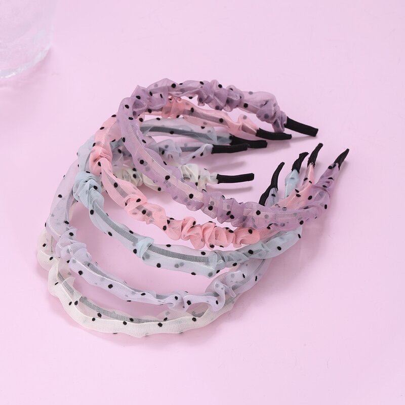 

5pcs Polka Dot Mesh Headband, Multicolor