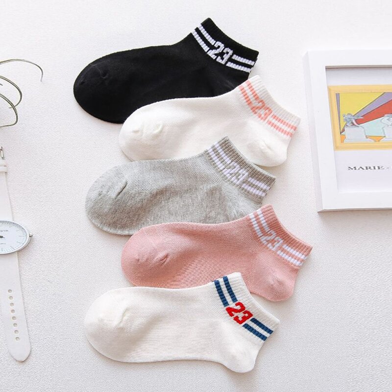 

5pairs Striped Ankle Socks, Multicolor