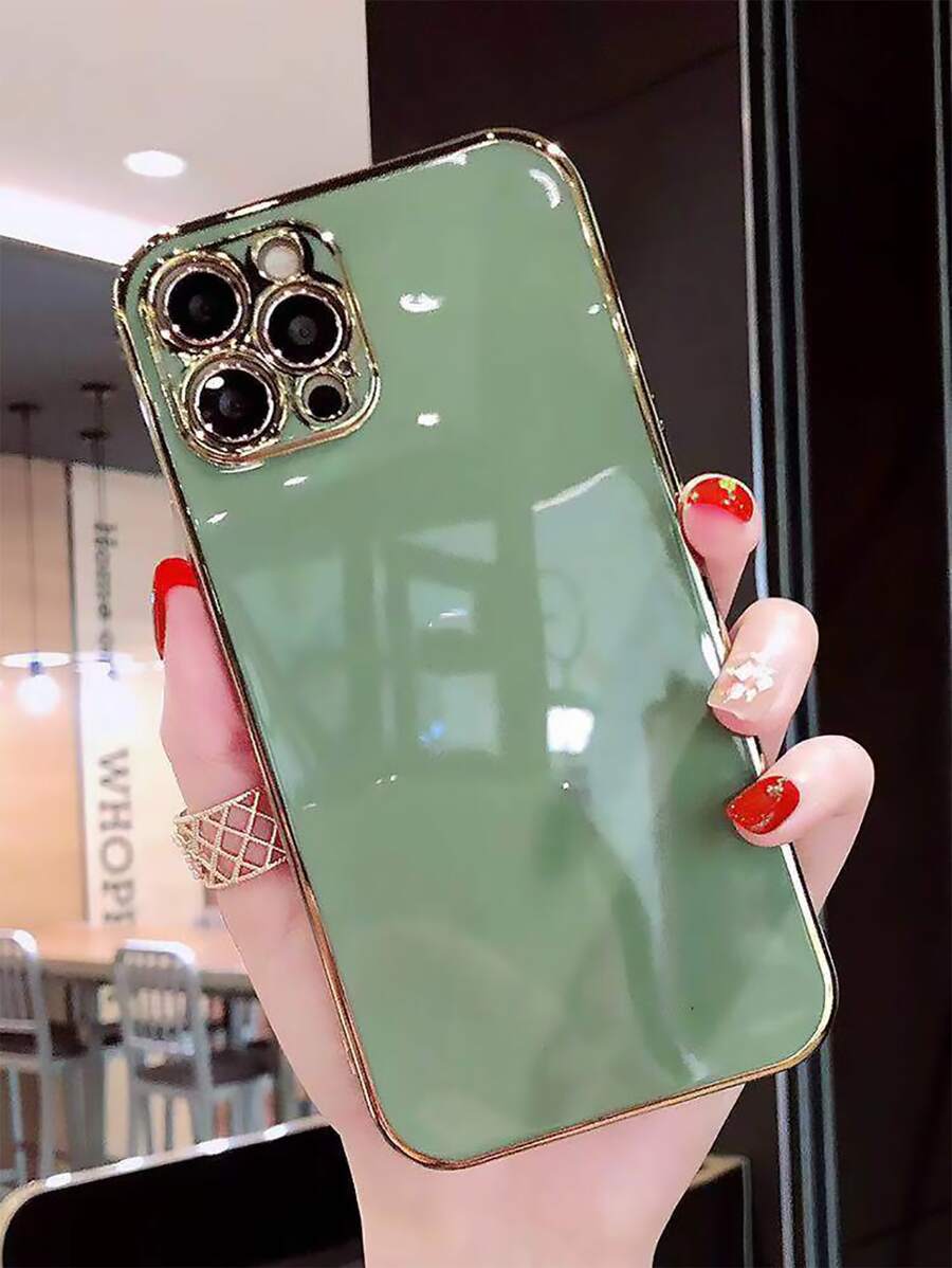 6d 全覆蓋邊緣電鍍手機殼相容 Iphone 15/ 15 Pro/ 15 Pro Max - 軍綠色 - 查看 1