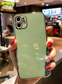 6d 全覆蓋邊緣電鍍手機殼相容 Iphone 15/ 15 Pro/ 15 Pro Max - 軍綠色 - 查看 2