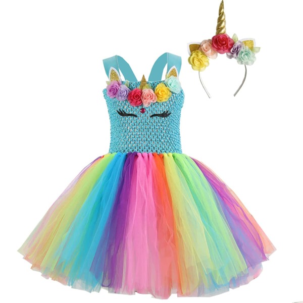

Toddler Girls Stereo Flower Mesh Panel Gown Dress With Headband, Multicolor