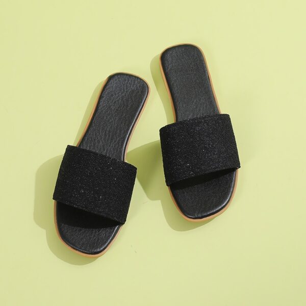 

Open Toe Slide Sandals, Black