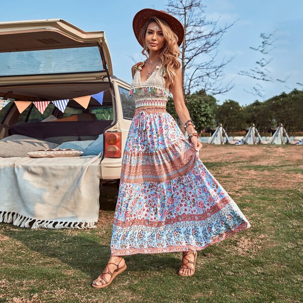 

Paperbag Waist Allover Floral Skirt, Multicolor