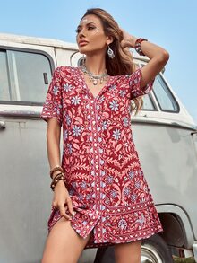 SHEIN Unity 印花直筒連衣裙不附帶腰帶 - 彩色 - 查看 4