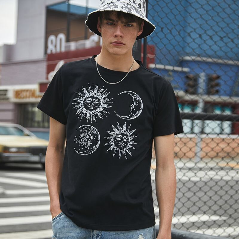 

Guys Sun & Moon Graphic Tee, Black