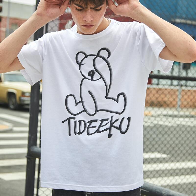 

Guys Letter Cartoon Bear Graphic Tee, White