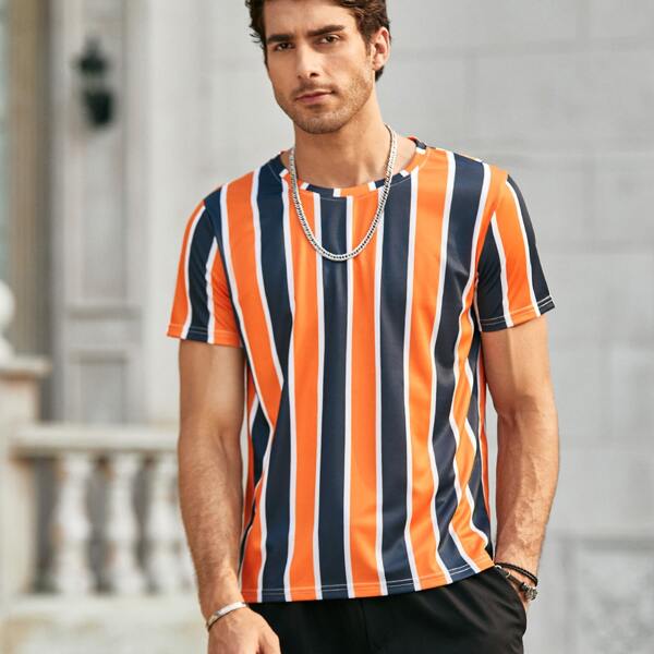 

Men Colorblock Striped Tee, Multicolor